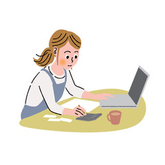 家計簿をつけている主婦