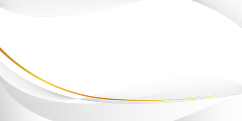 Elegant Abstract White Background with Golden Curved Lines and Subtle Wave Patterns