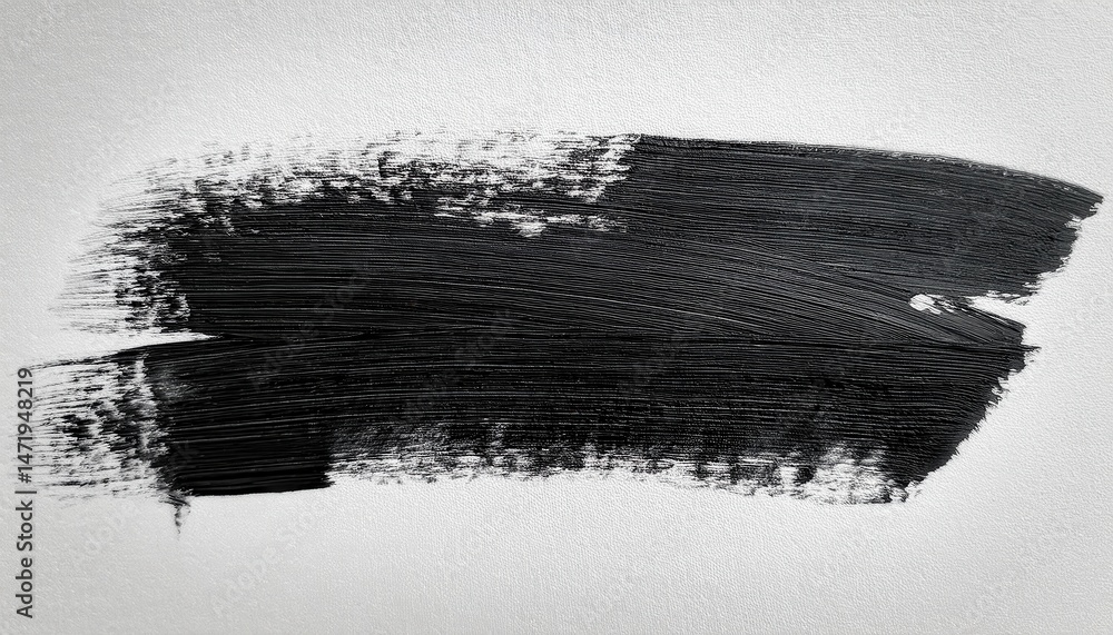 Poster black brushstroke texture on white canvas for minimalist design, branding, print, and abstract web b