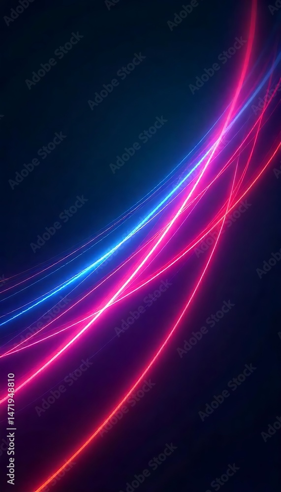 Poster generative ai creates a dynamic and vibrant light trails on dark backdrop