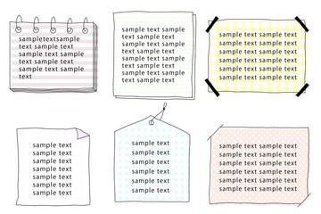 Naklejka premium シンプルでカラフルな手描き風のメモ帳素材セット