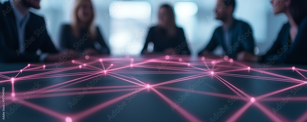 Aufkleber teamwork driven by motivation and coordination. collaboration over a digital network with glowing co
