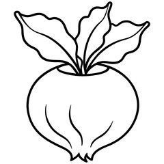 Minimalist Kohlrabi Line Art Vector