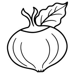 Minimalist Kohlrabi Line Art Vector