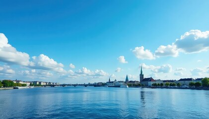 Fototapeta premium Crisp Copenhagen sky, vibrant blue, cloudless day , aesthetic, nature