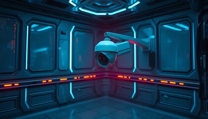 Obraz premium Digital frontier futuristic cybersecurity awareness perspective, constant vigilance