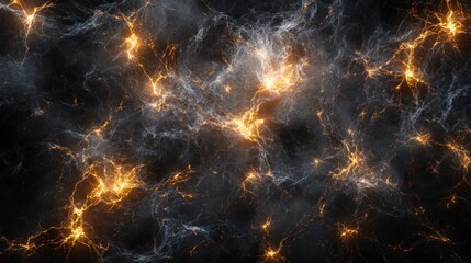 Abstract Brain Synapses Firing: Bright Light Sparks on Interconnected Pathways