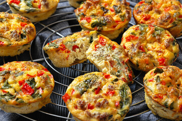 Frittata egg muffins with ground beef and veggies