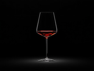 A wine glass is shown in a black background