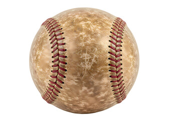 Vintage Baseball Worn Leather Baseball Image for Backgrounds and Textures on Transparent background