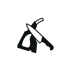 Knife and meat icon. Simple knife and meat icon for social media, app and web design. Vector illustration.