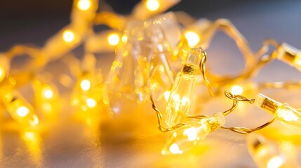 Warm Yellow String Lights Festive Decor Closeup