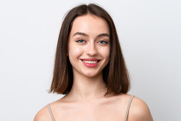 Young Ukrainian woman isolated on white background . Portrait