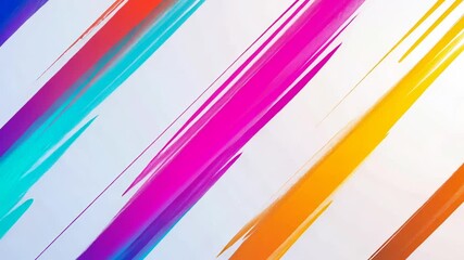 Energetic animation of vibrant, colorful streaks moving diagonally across a bright backdrop