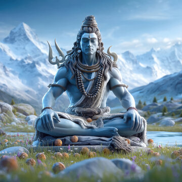 beautiful lord shiva statue mediating