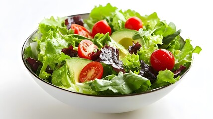 Fresh and healthy salad with avocado and cherry tomatoes for diet and wellness, vegetarian food idea