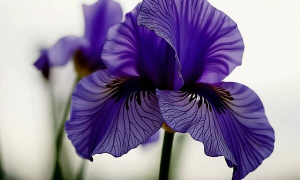 Closeup of a purple iris flower
