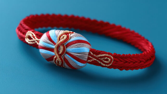 close up of beautiful Rakhi on blue background