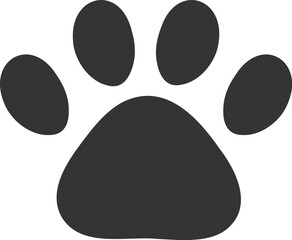肉球のシルエット　アイコン　犬　猫　黒　Dog and cat paw print.