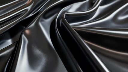 Elegant black silk fabric gently undulating, showcasing smooth texture and subtle shimmer - Powered by Adobe