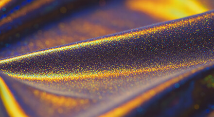 Holographic Sparkle: Iridescent Abstract Texture with Glittering Gold, Purple, and Blue hues - Shiny & Mesmerizing Visual Art