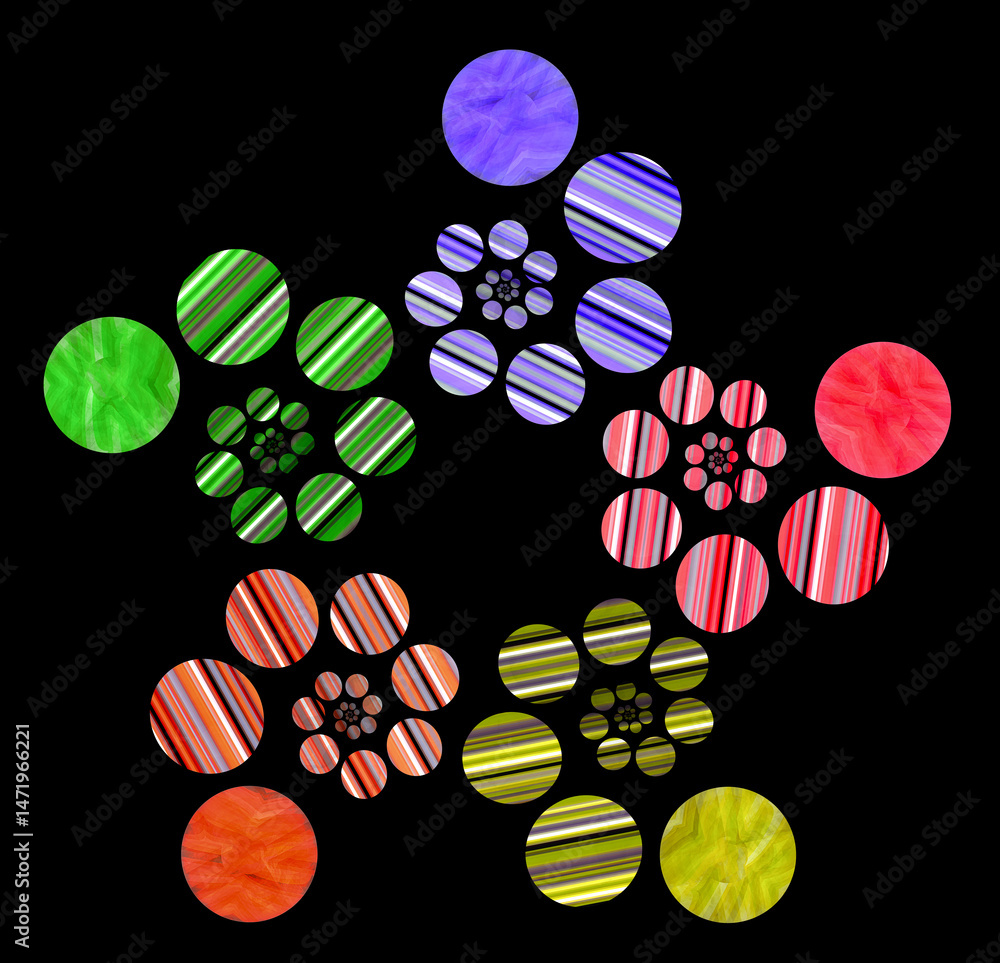 Aufkleber a bright abstract flower made of colorful striped spirals arranged in a circle. spirals consist of c