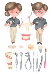 Watercolor dentist set