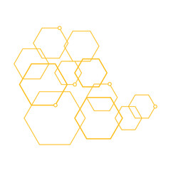 Abstract Yellow Hexagon Backgorund, Technology polygonal concept