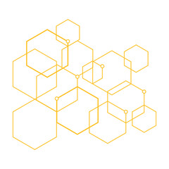 Abstract Yellow Hexagon Backgorund, Technology polygonal concept