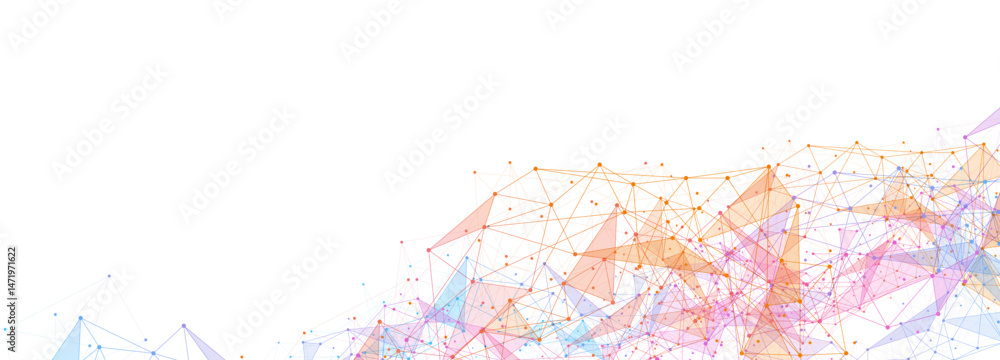 Poster geometric connected background. connecting dots and lines. global network connection. banner templat