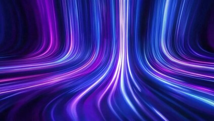 Abstract Blue and Purple Light Streaks on Dark Background with Fast Motion Effect Digital Art and Futuristic Design Elements Create a Modern Glowing Wallpaper
