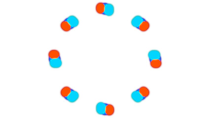 Abstract Circular Pattern of Blurry Red and Blue Lights on Black Background