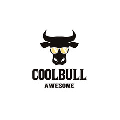 Stylish Bull Head with Sunglasses Logo Design