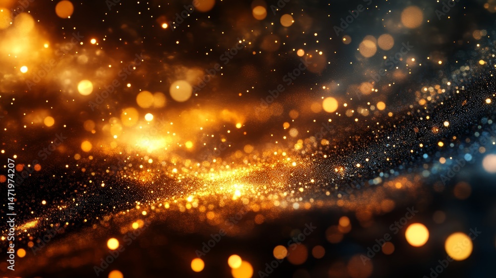 Poster a cosmic display of glittering particles in dark space.