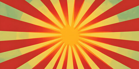 Vibrant Sunburst Pattern in Red and Yellow with Radiating Lines