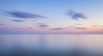 Serene Horizon: Pastel Skies & Calm Waters - A Dreamy Landscape of Tranquility, Peace & Beauty at Sunset, Ocean, Sky, Reflection, Calming, Soft