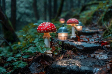 Magical Pathway with Glowing Lanterns