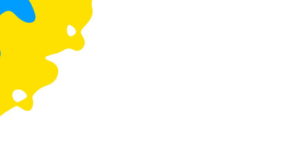 Abstract splatter of yellow and blue paint on black background