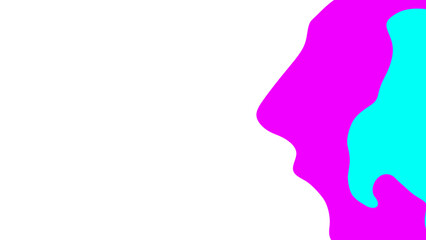 Vibrant Magenta and Turquoise Abstract Face Silhouette on Black Background
