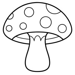 Minimalist White Mushroom Line Art