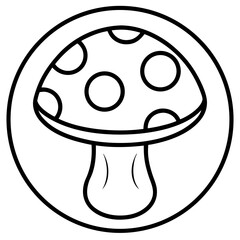 Minimalist White Mushroom Line Art
