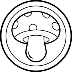 Minimalist White Mushroom Line Art