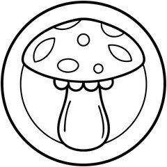 Minimalist White Mushroom Line Art