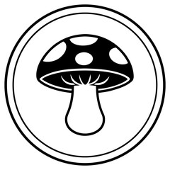 Minimalist White Mushroom Line Art