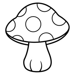 Minimalist White Mushroom Line Art