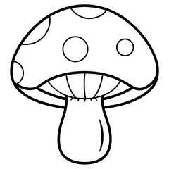 Minimalist White Mushroom Line Art