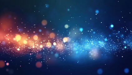 Fototapeta premium Abstract Sparkling Bokeh Background with Blue and Gold Glitter Festive Design for Christmas Celebration and Glamourous Night Event with Elegant Decorative Ornaments