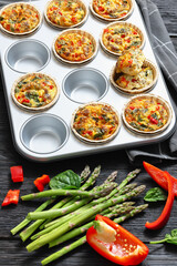 Frittata egg muffins with ground beef and veggies