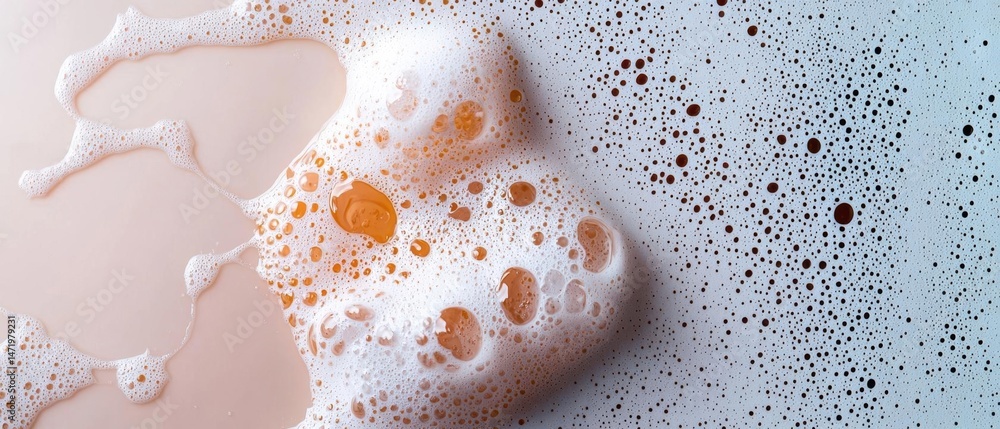 Poster close-up of a white surface with small orange bubbles scattered across it. the bubbles appear to be 