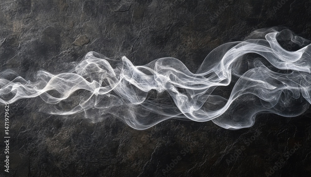 Poster abstract white smoke waving on dark textured background creating a dynamic and modern design with fl